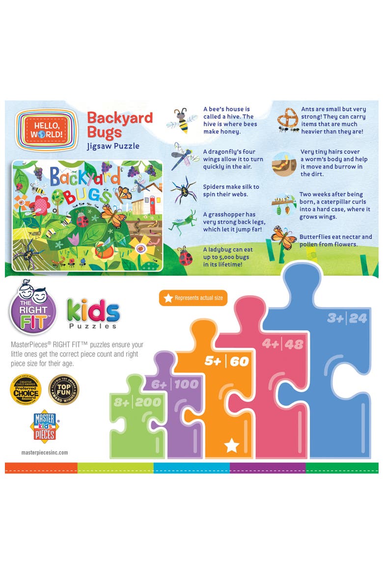 Hello, World! Backyard Bugs 60pc Puzzle, Alternate, color, Multicolor