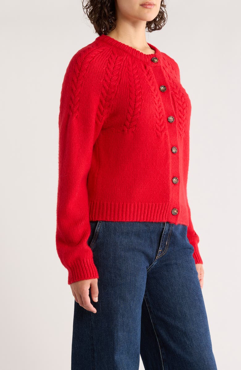 Marine Layer Everly Cable Stitch Cardigan, Alternate, color, Cherry Red
