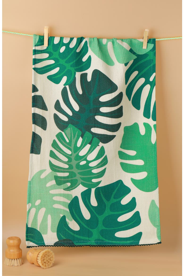 Nature Is Free Therapy Set of 3 Kitchen Towels, Alternate, color, EMERALD GREEN/ SAGE