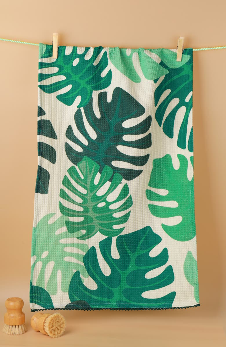 Tiramisu Nature Is Free Therapy Set of 3 Kitchen Towels, Alternate, color, Emerald Green/ Sage