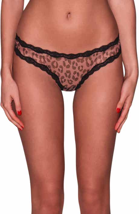 Fleur Du Mal Printed Underwire Sheer Tulle Thong