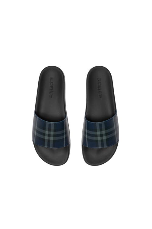 Burberry Check Print Slides In Black