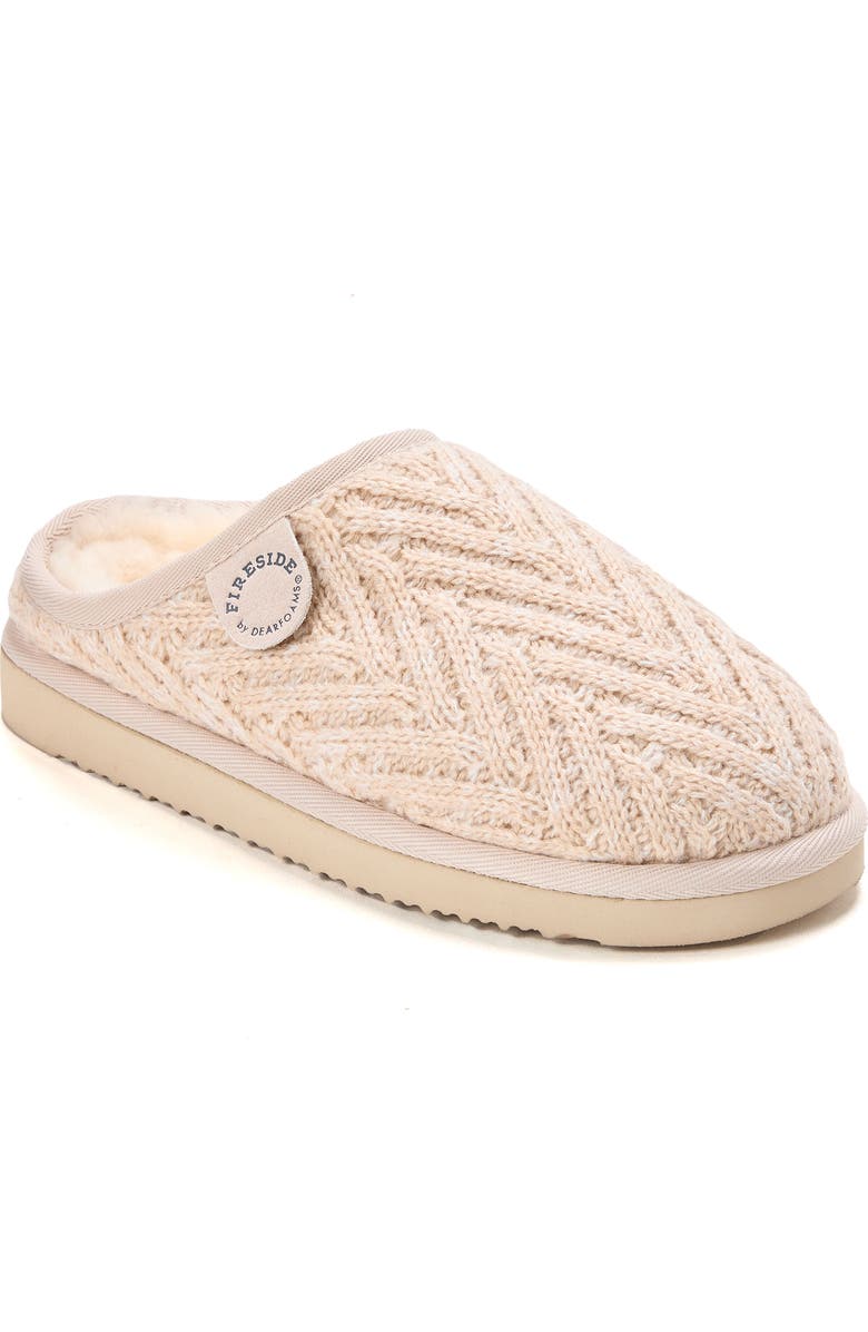 DEARFOAMS Fireside Greta Genuine Shearling Knit Clog Slipper, Main, color, Bone