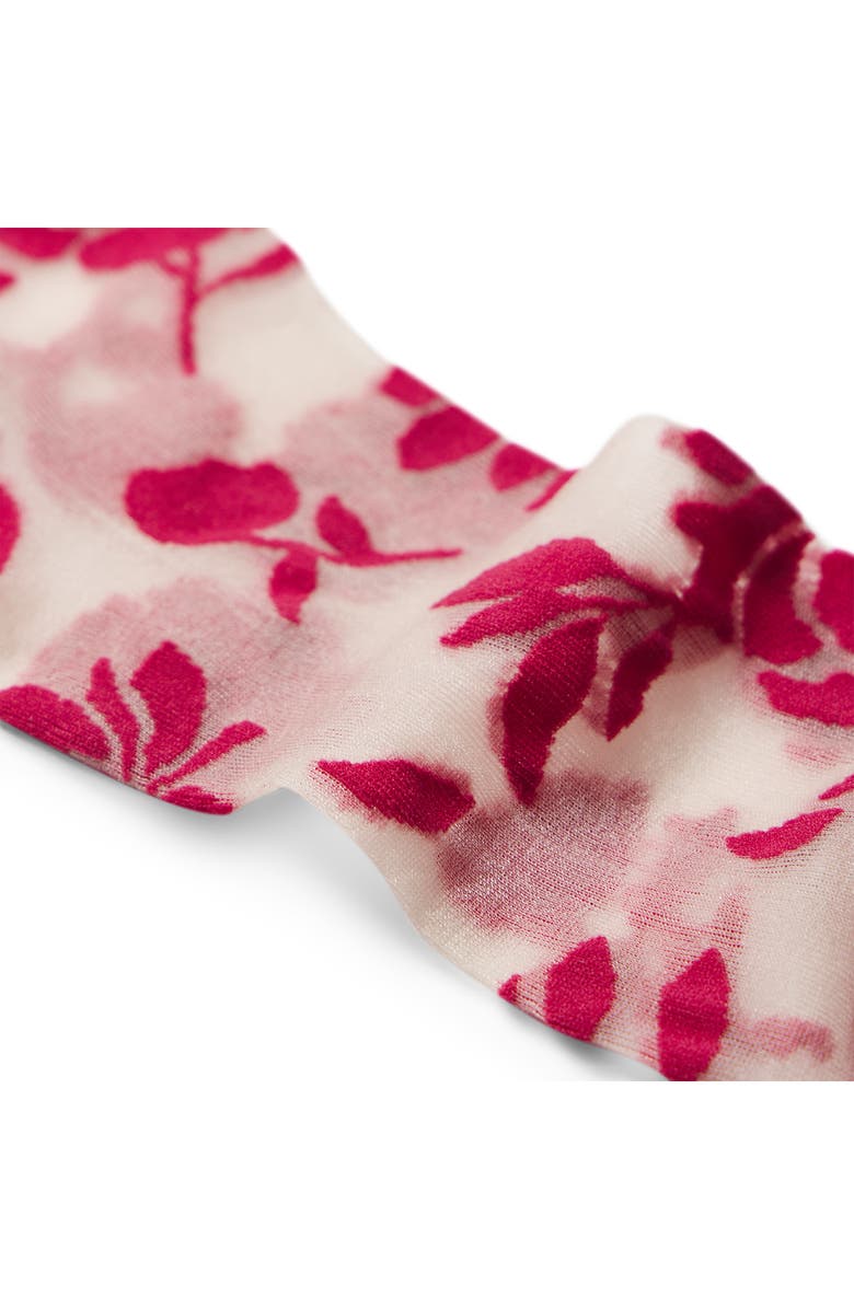 Bombas Floral Sheer Quarter Socks, Alternate, color, Pomegranate