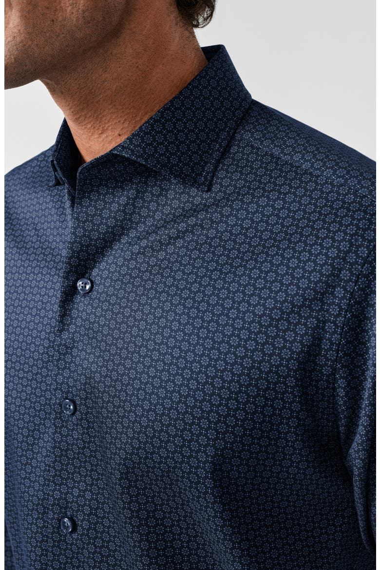 Regular Fit Geometric Pima Cotton Shirt, Alternate, color, NAVY