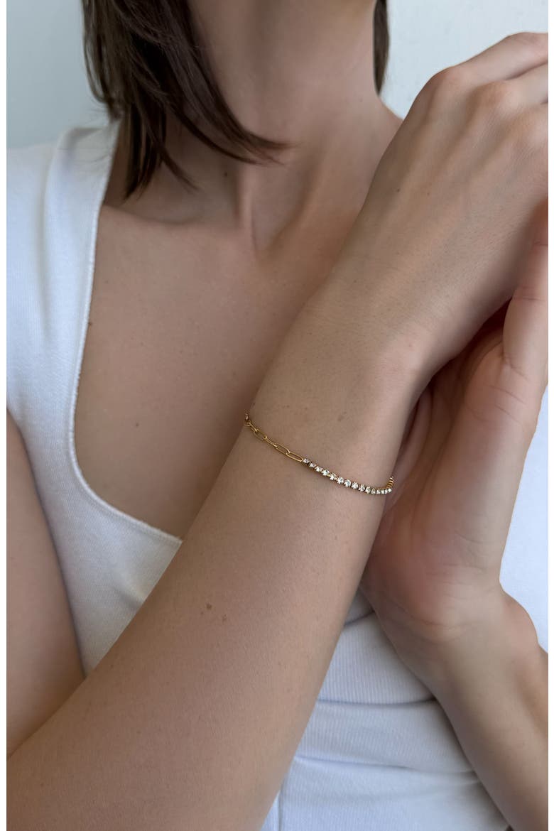 Half Cubic Zirconia Bracelet, Alternate, color, GOLD