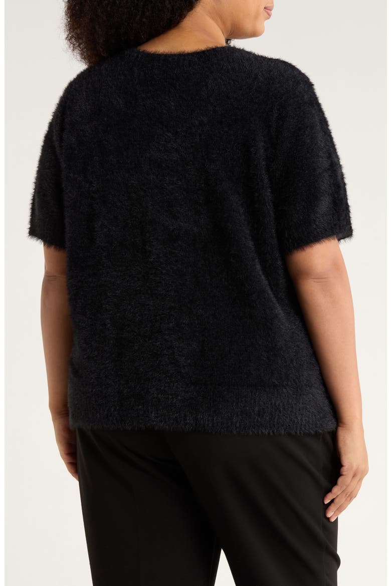 Textured Short Sleeve Sweater, Alternate, color, RICH BLACK