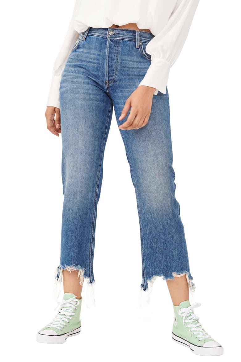 We the Free Maggie Ripped Crop Straight Leg Jeans, Main, color, BONDI BLUE