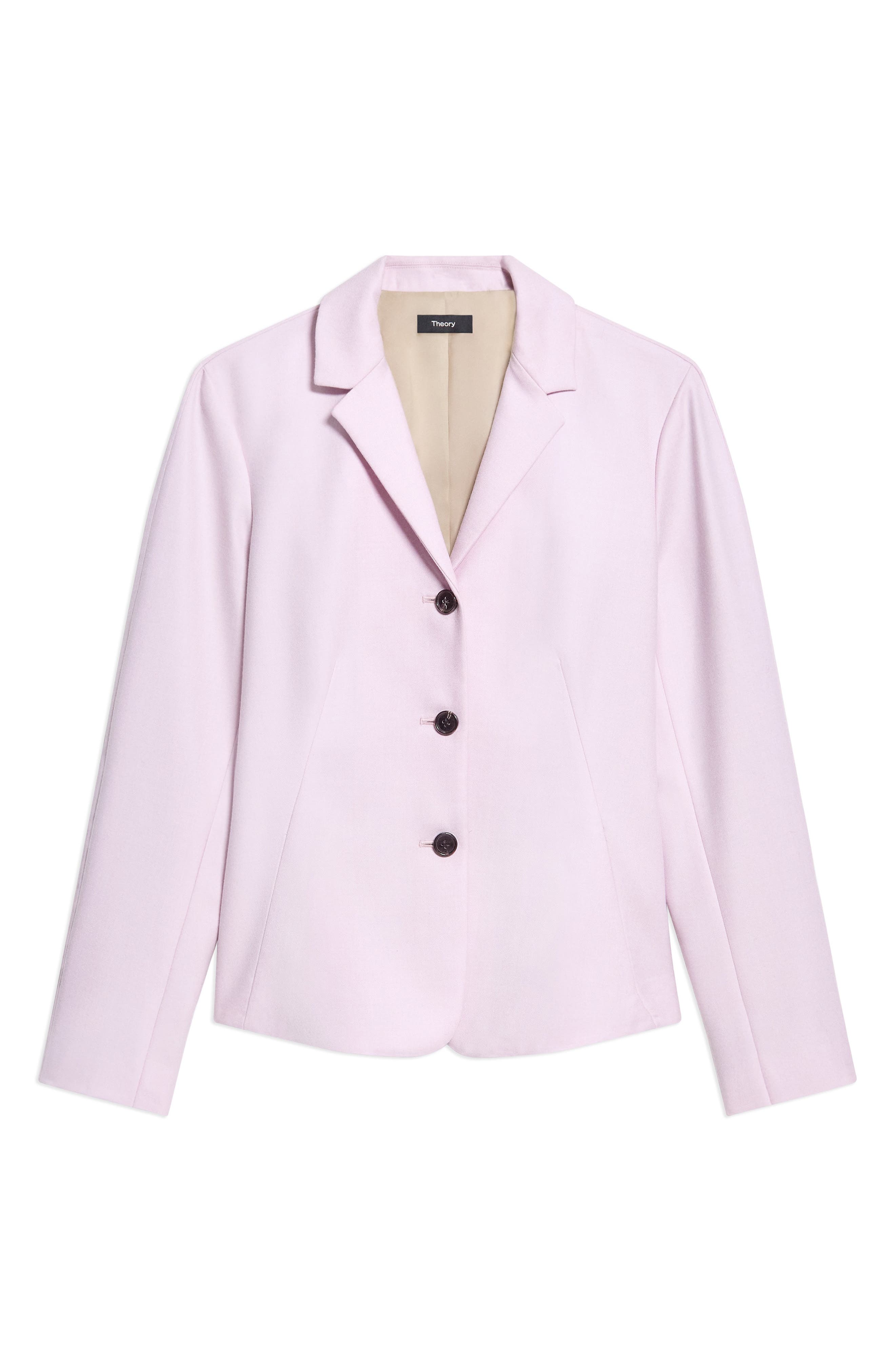 Theory Three Button Blazer In Rose Mauve Melange