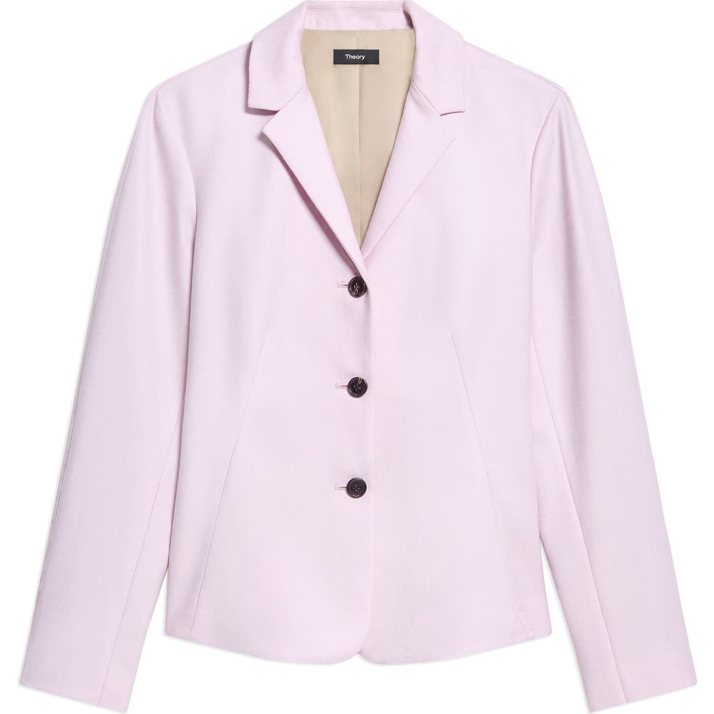 Theory Three Button Blazer In Rose Mauve Melange