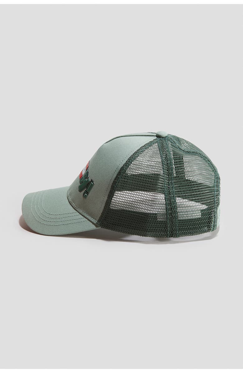 H&M Motif-detail Trucker Cap, Alternate, color, Dusty Green/Minecraft