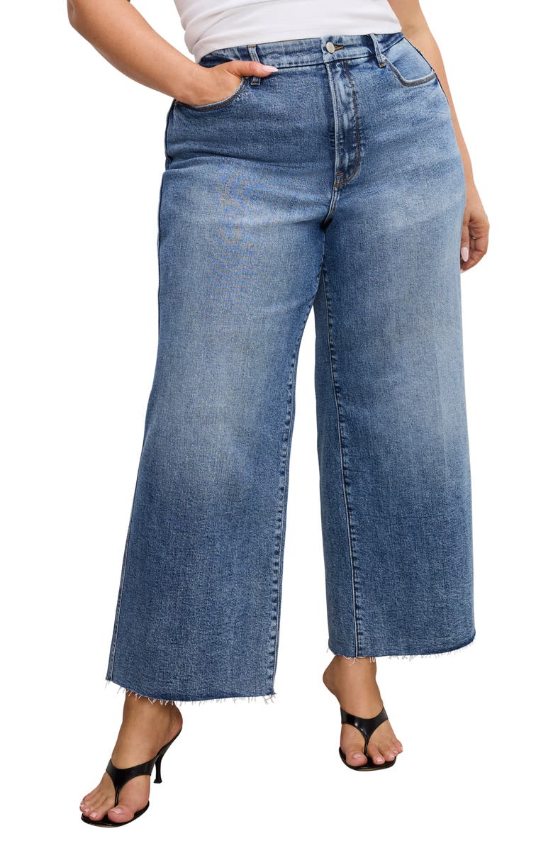 Good American Good Skate Ankle Wide Leg Jeans, Alternate, color, Indigo978
