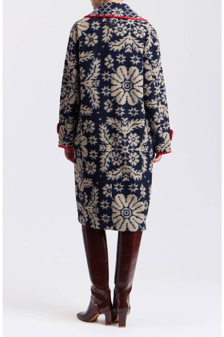 Whipstitched Oversized Jacquard Peacoat, Alternate, color, FOLK PAISLEY