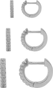 Adornia Set of 3 Pavé Huggie Hoop Earrings
