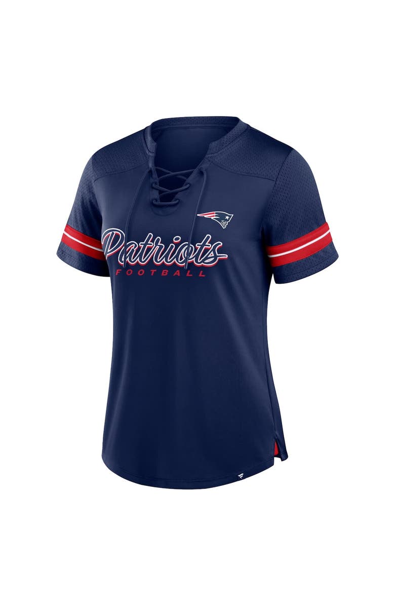 FANATICS Women's Fanatics Navy New England Patriots Play Script Lace-Up T-Shirt, Alternate, color, Navy
