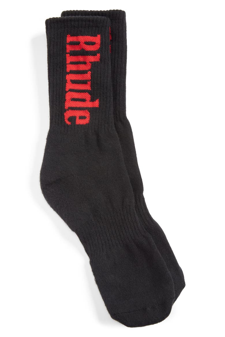 Vertical Print Socks (Nordstrom Exclusive), Main, color, BLACK/ RED
