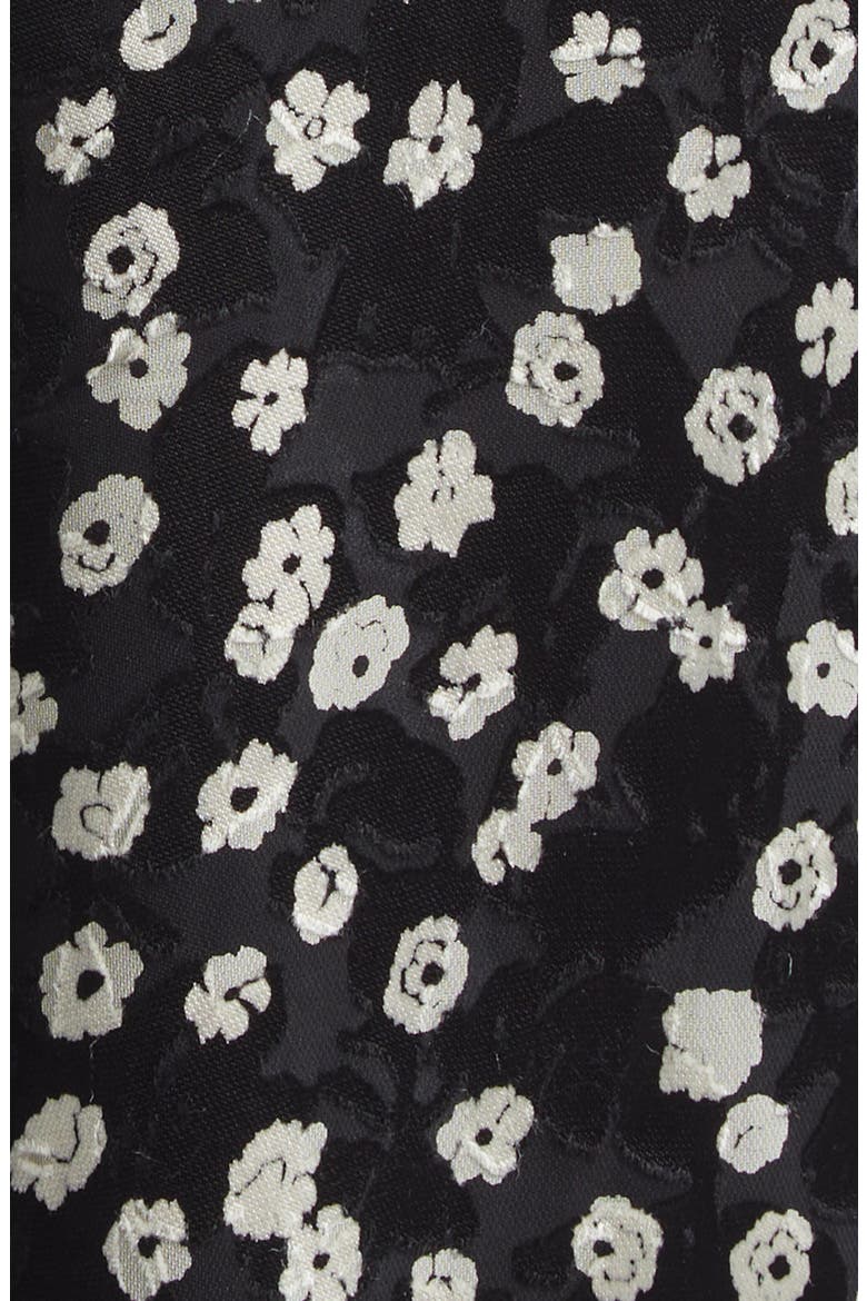 Herva Floral Dévoré Georgette Ruched Dress, Alternate, color, BLACK/ ECRU