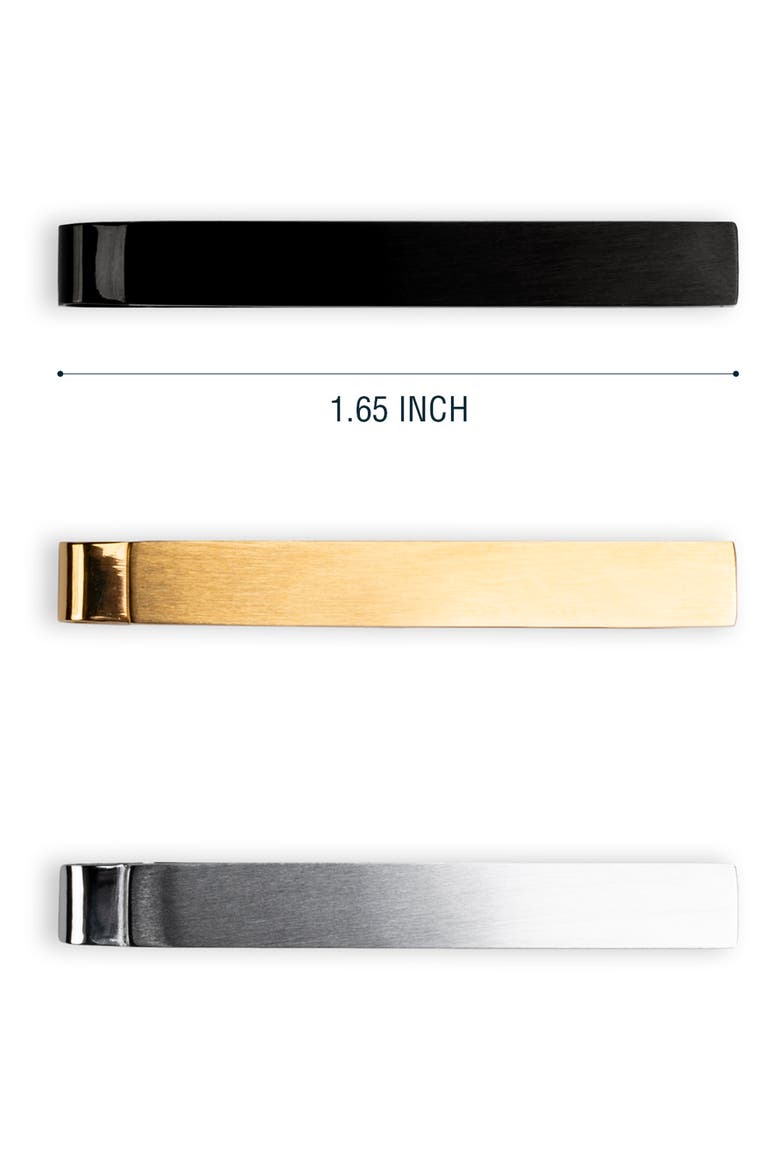 Set of 3 Slim Tie Bars, Alternate, color, GOLD