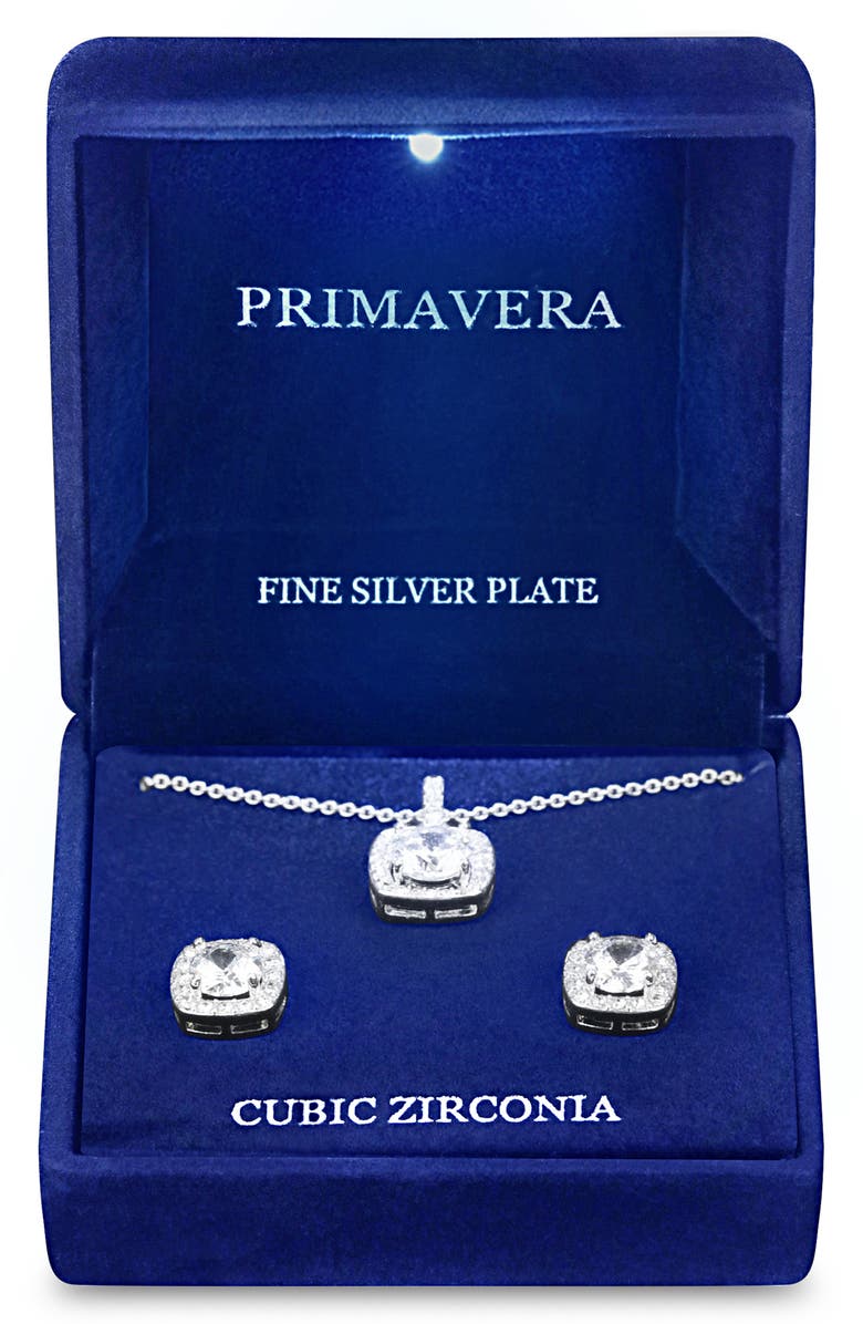 Danecraft CZ Pendant Necklace & Earrings Set, Alternate, color, 