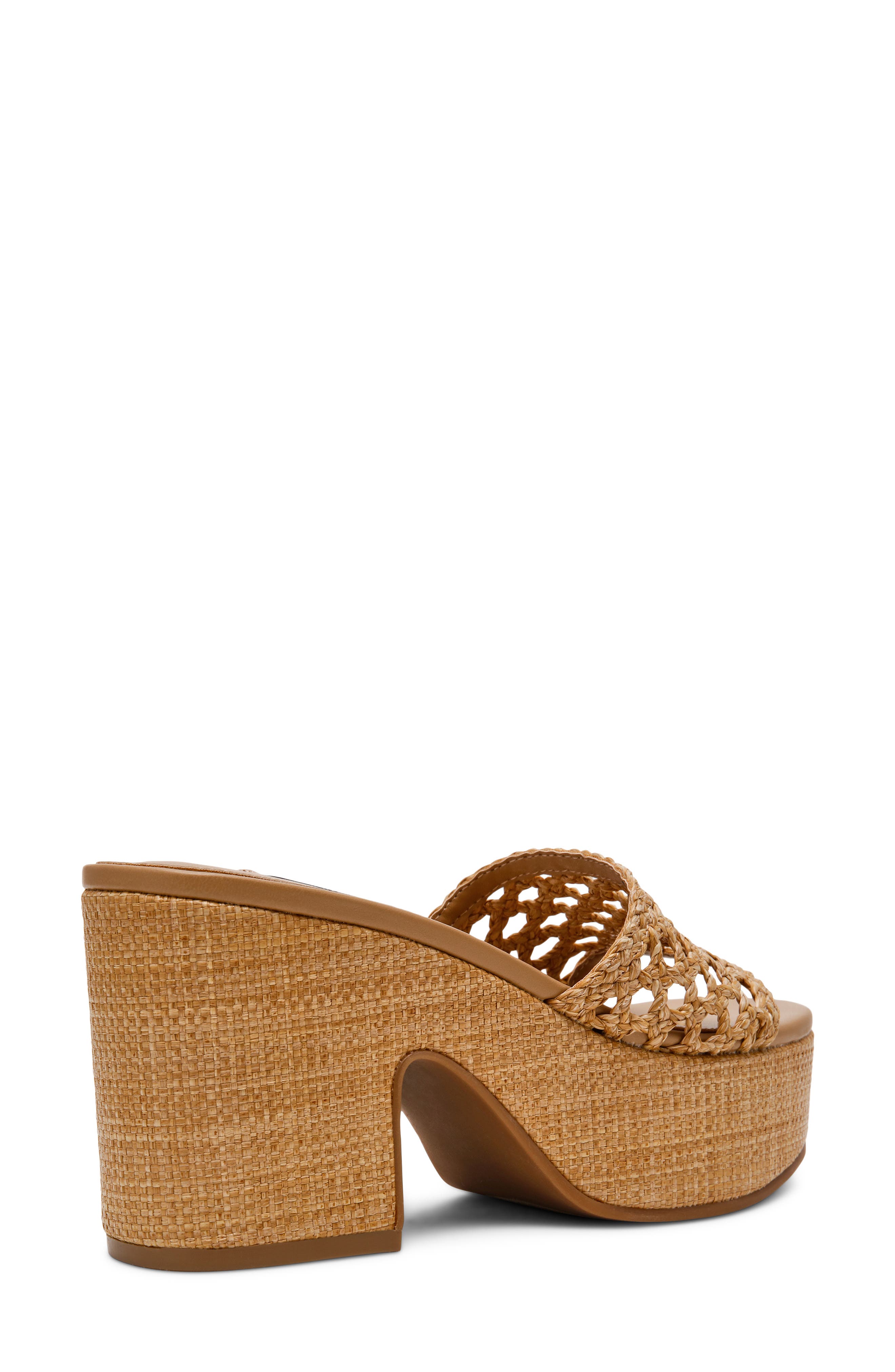 Steve Madden Torch Platform Slide Sandal, Alternate, color, Natural Raffia