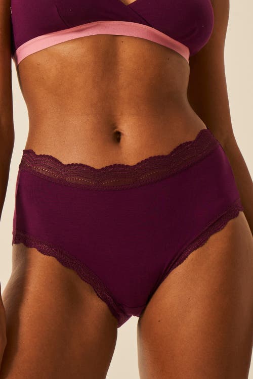 Stripe & Stare High Rise Knicker Four Pack In Burgundy