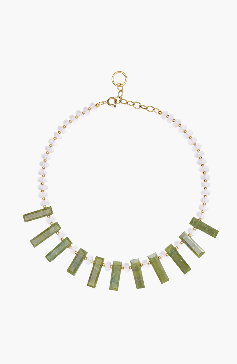 SHOP SPICY DAN Queen Green Quartz Aventurine Gold Plated Necklace, Main, color, Green