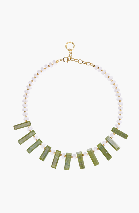 Queen Green Quartz Aventurine Gold Plated Necklace