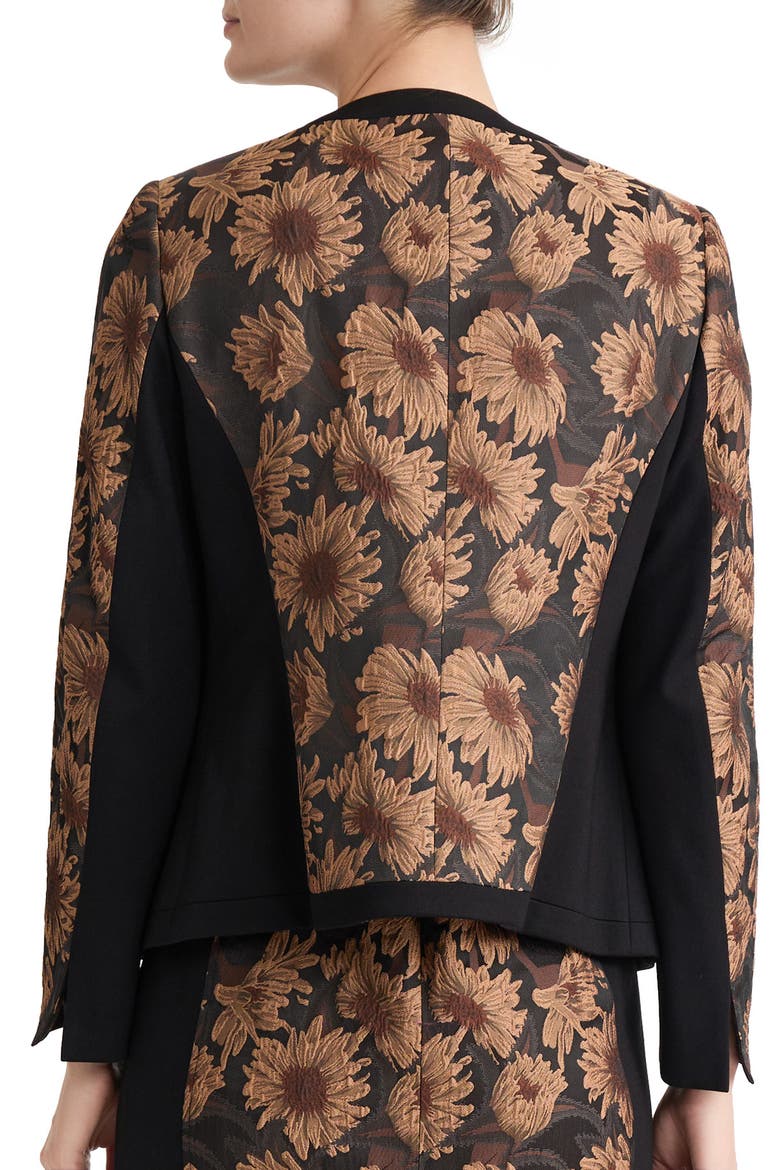 Floral Jacquard Collarless Jacket, Alternate, color, BLACK MULTI