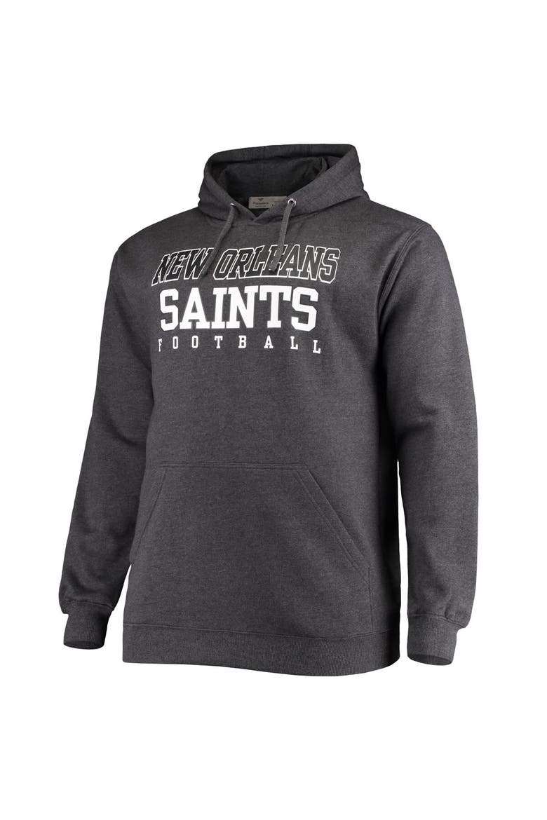 Men's Fanatics Branded Heathered Charcoal New Orleans Saints Big & Tall Practice Pullover Hoodie, Alternate, color, Heather Charcoal