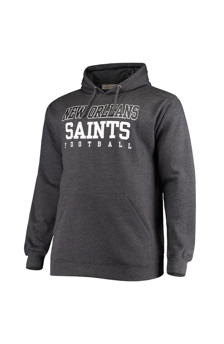 FANATICS Men's Fanatics Branded Heathered Charcoal New Orleans Saints Big & Tall Practice Pullover Hoodie, Alternate, color, Heather Charcoal