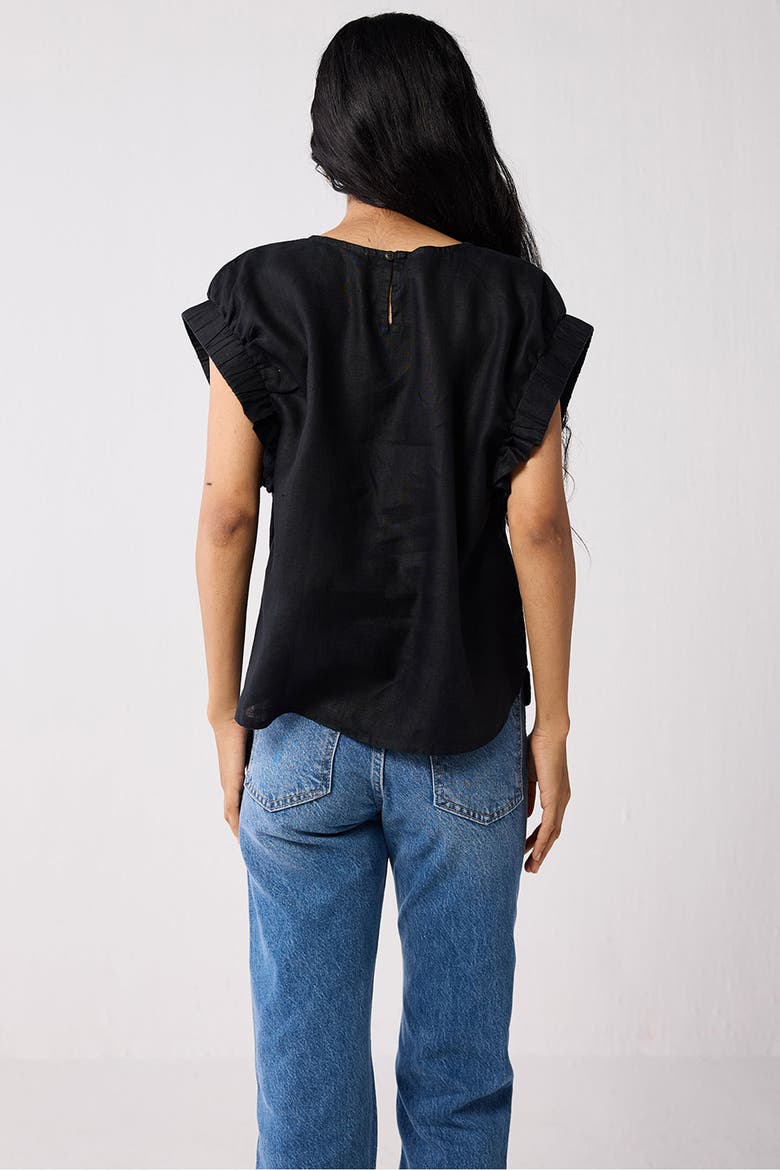 Top with Gathered Sleeve Detail, Alternate, color, Black