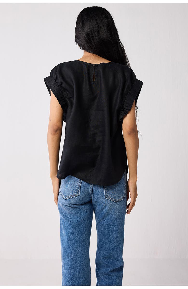 Reistor Top with Gathered Sleeve Detail, Alternate, color, Black