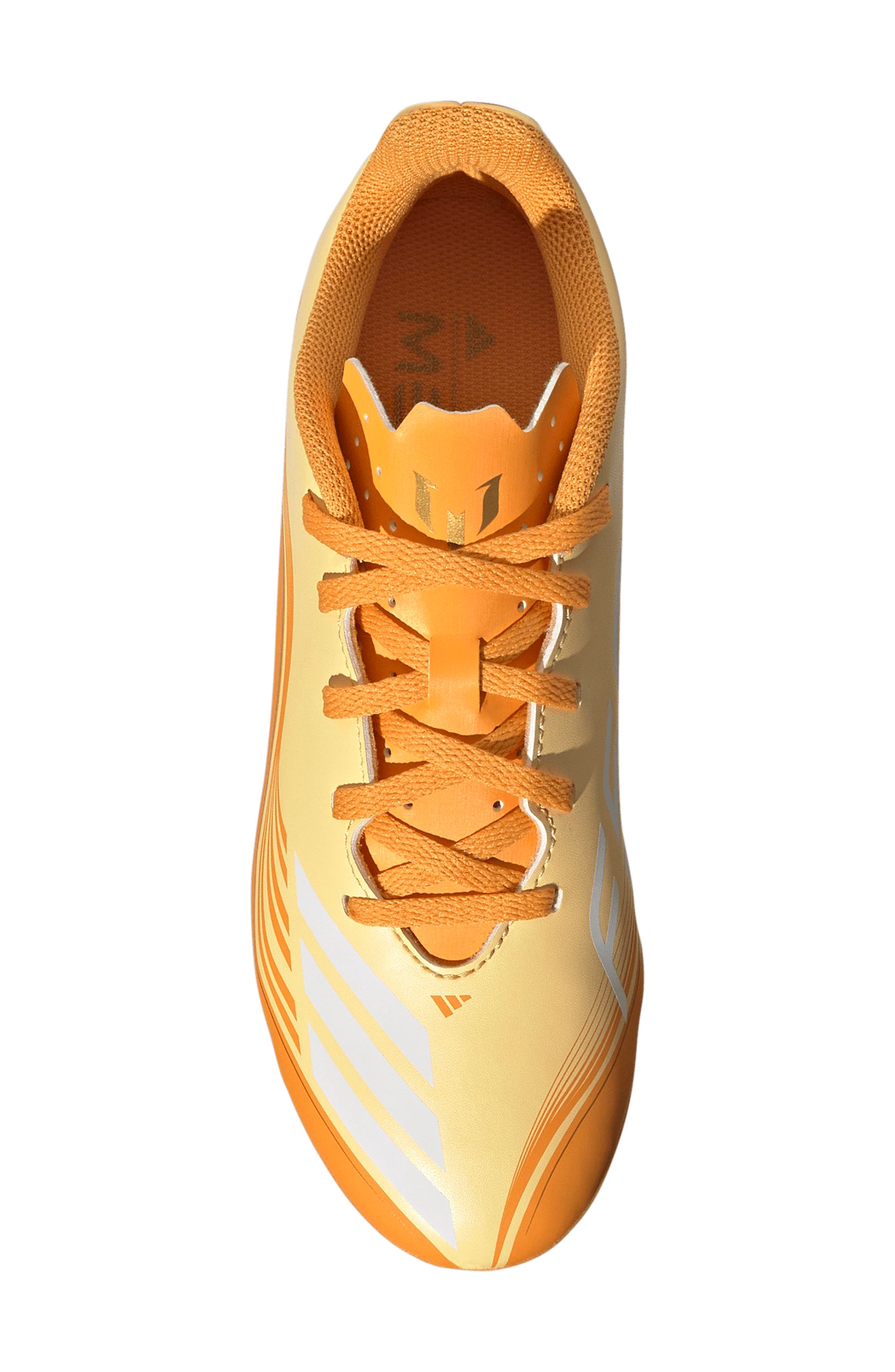 Kids' F50 Messi Club Soccer Cleat, Alternate, color, TANGERINE/ GOLD METALLIC
