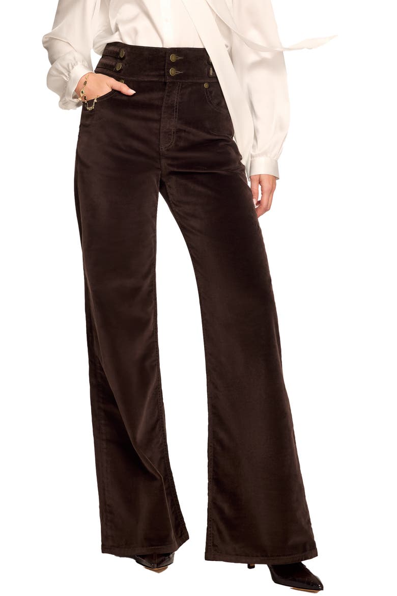 Liv Velveteen High Waist Wide Leg Pants, Main, color, HERITAGE BROWN