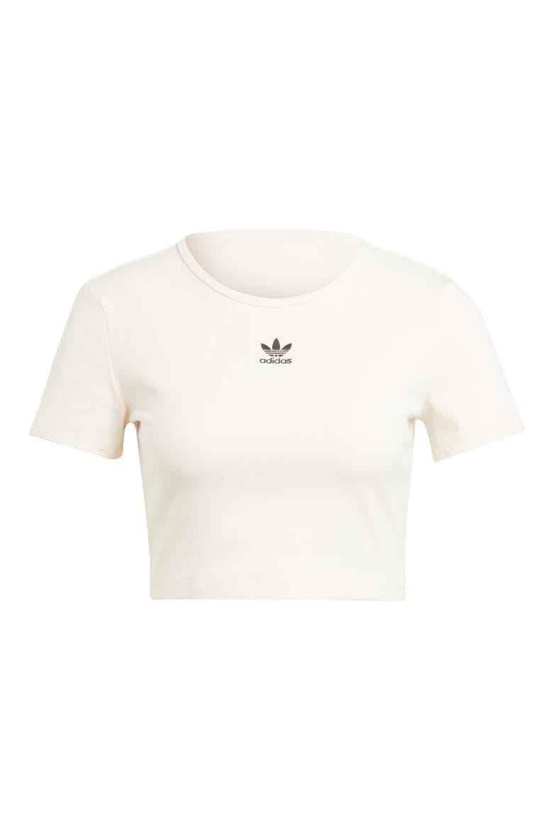 Adicolor Essentials Rib Crop Top, Alternate, color, WONDER WHITE