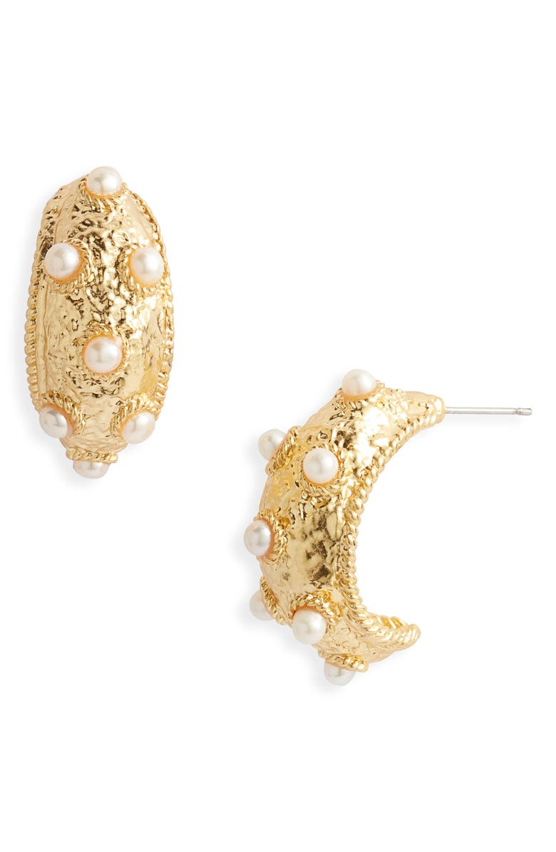 Karine Sultan Dots Hoop Earrings, Main, color, 