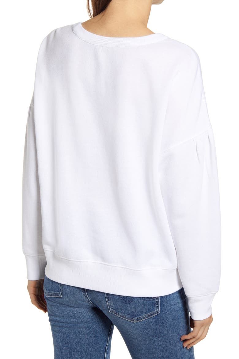 Embroidered Crew Pullover, Alternate, color, WHITE