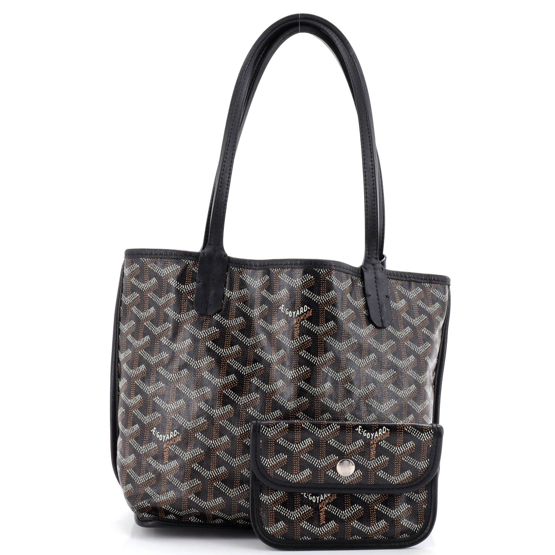Pre-Owned Goyard Anjou Reversible Tote Coated Canvas Mini, Alternate, color, Black