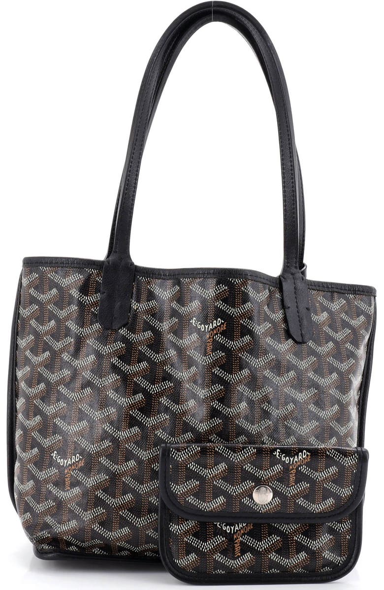 Pre-Owned Goyard Anjou Reversible Tote Coated Canvas Mini, Alternate, color, Black