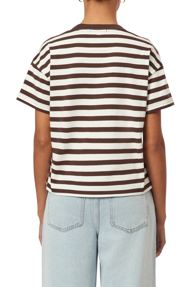 Scotch & Soda Boxy Yarn Dye Stripe T-Shirt, Alternate, color, Hot Fudge/Sugar Swiz
