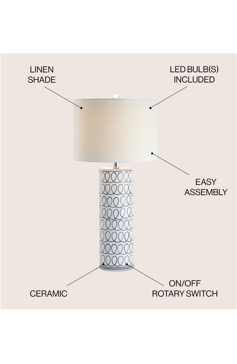 JONATHAN Y Loop 28.75" Ceramic Modern Column LED Table Lamp, Blue/White, Alternate, color, White/Blue