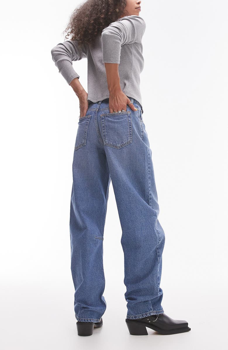 Topshop Barrel Leg Jeans, Alternate, color, Medium Blue