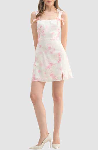 Sequin Rose Print Bow Minidress