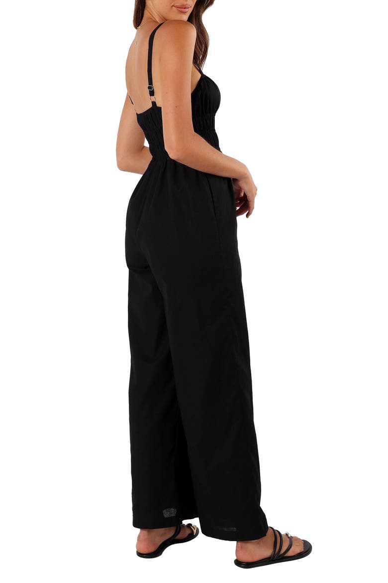 Williams Wide Leg Cotton & Linen Jumpsuit, Alternate, color, BLACK