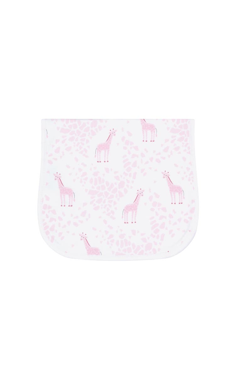Baby Girl Cotton Burp Cloth, Alternate, color, Pink Giraffe