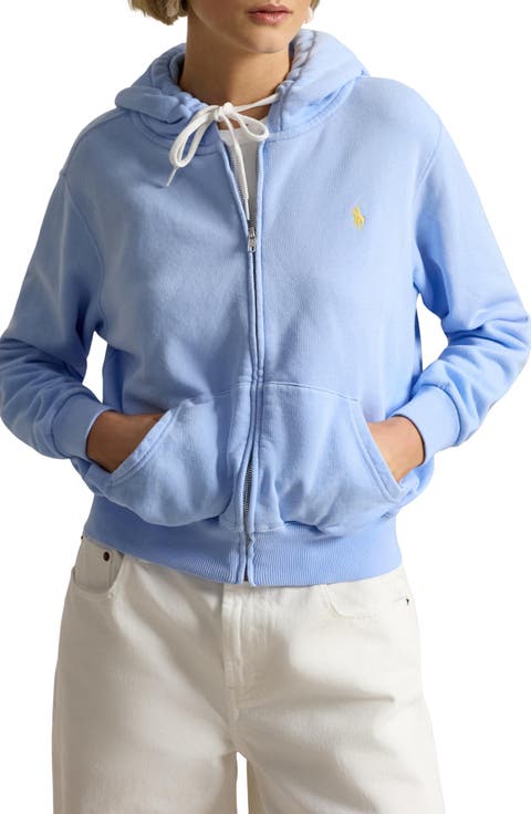 Full Zip Cotton Blend Fleece Hoodie