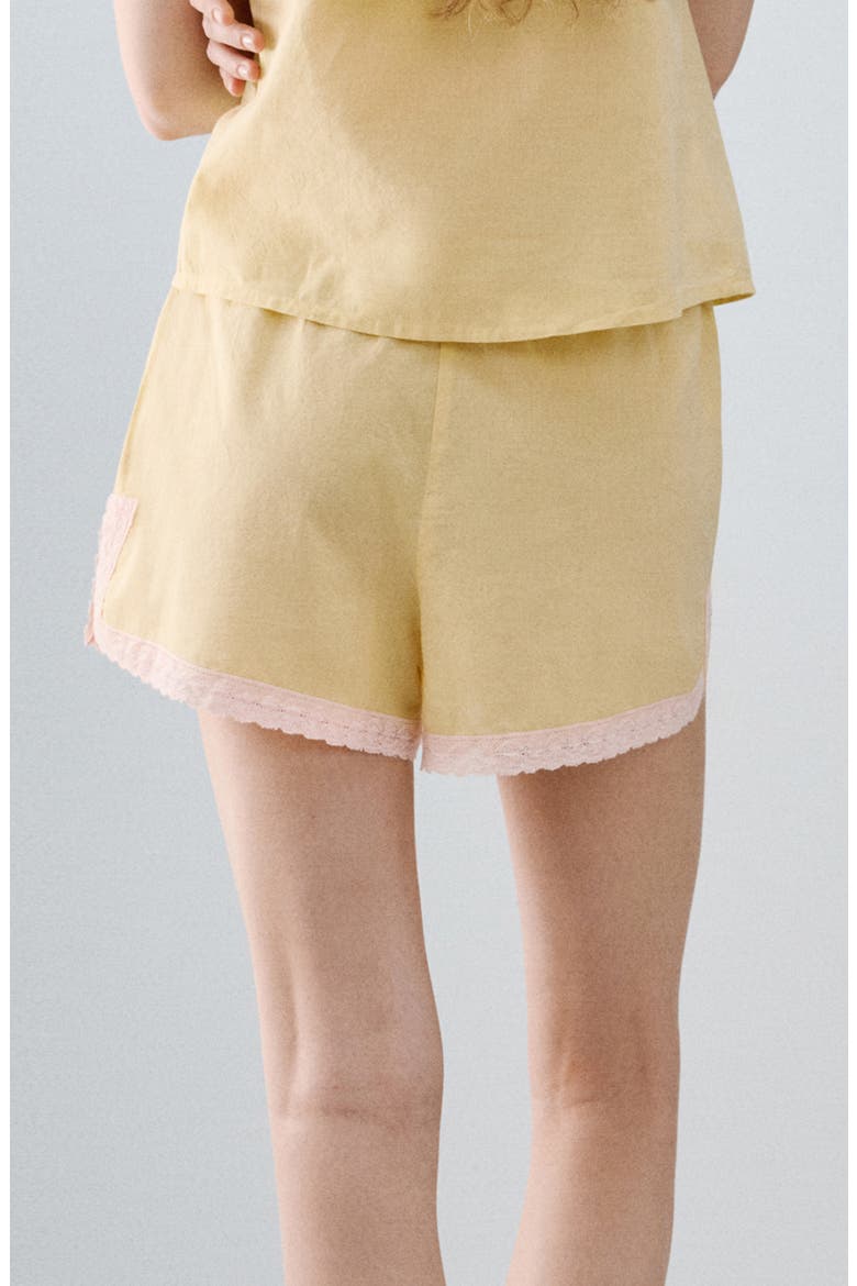 Cotton Pajama Shorts, Alternate, color, PASTEL YELLOW