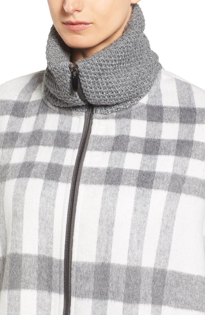 Via Spiga Zip Front Plaid Cape, Alternate, color, 