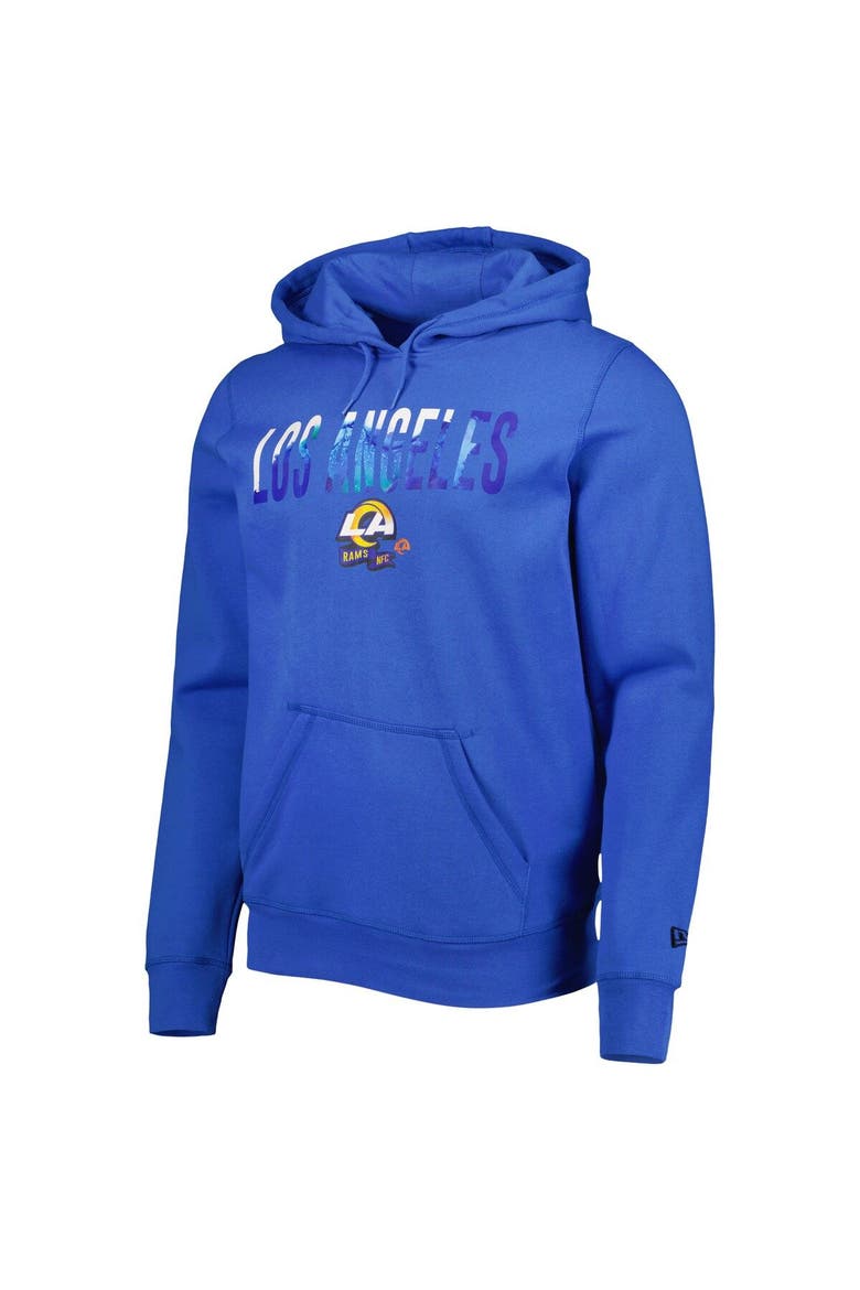 Men's New Era Royal Los Angeles Rams Ink Dye Pullover Hoodie, Alternate, color, Royal
