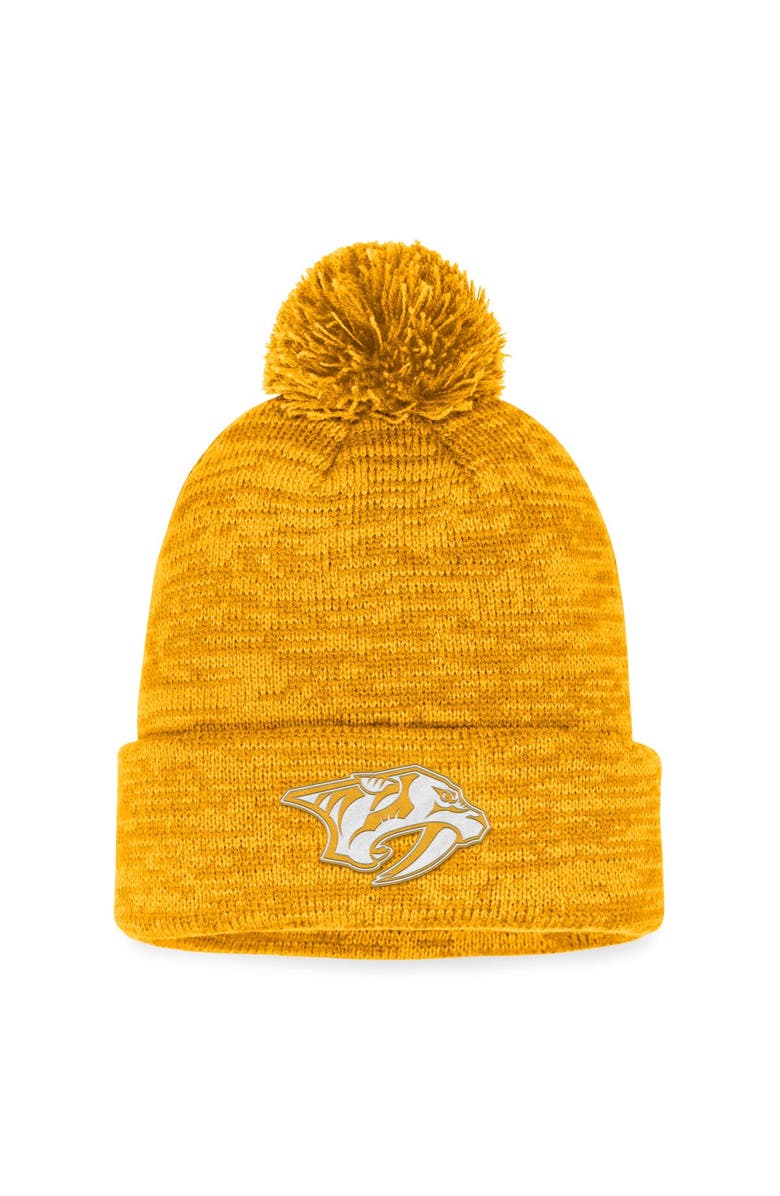 FANATICS Men's Fanatics Branded Gold Nashville Predators Fundamental Cuffed Knit Hat with Pom, Main, color, Gold